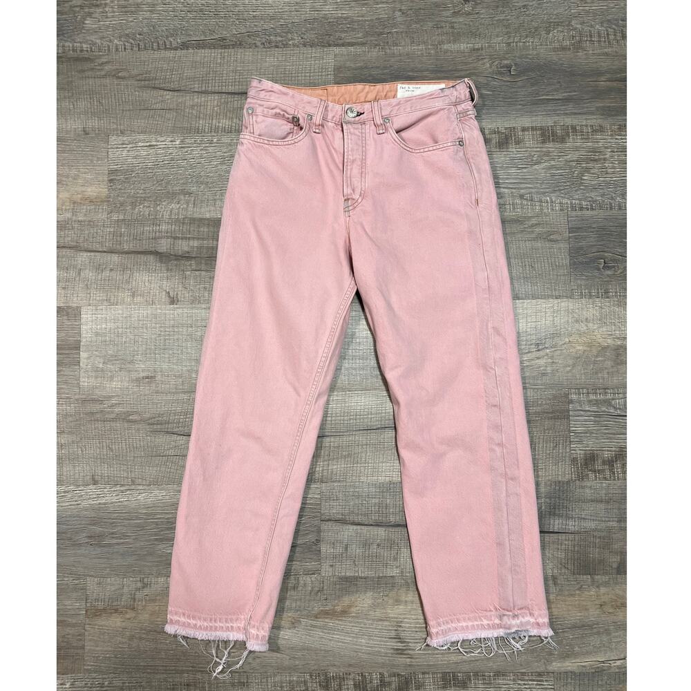 Rag & Bone Straight Leg Frayed Denim Jeans Size 28 in Shadow Pink Distressed
